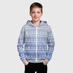 Толстовка на молнии детская Белый скандинавский орнамент на серо-голубом фоне, цвет: 3D-меланж — фото 2