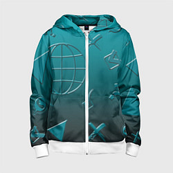 Толстовка на молнии детская Символы соцсетей, цвет: 3D-белый