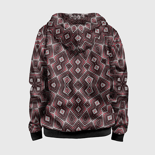 Детская толстовка на молнии Розовый , коричневый калейдоскопический орнамент / 3D-Черный – фото 2