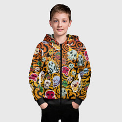 Толстовка на молнии детская Черепа на фоне узорчика, цвет: 3D-черный — фото 2