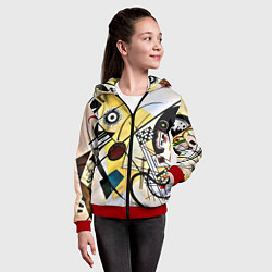 Толстовка на молнии детская Поперечная линия - Василий Кандинский, цвет: 3D-красный — фото 2