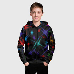 Толстовка на молнии детская Разноцветные лучи, цвет: 3D-черный — фото 2