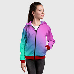 Толстовка на молнии детская Розовый с бирюзовым и синим градиент, цвет: 3D-красный — фото 2