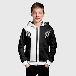 Толстовка на молнии детская Чёрные и белые полоски, цвет: 3D-белый — фото 2