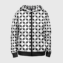 Толстовка на молнии детская Геометрический черно-белый узор, цвет: 3D-черный