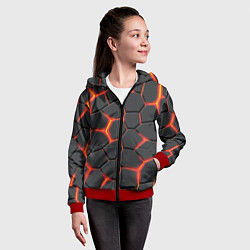 Толстовка на молнии детская Неоновый разлом - жёлтый, цвет: 3D-красный — фото 2