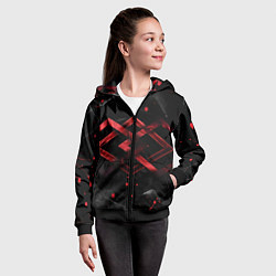 Толстовка на молнии детская Красные ромбы и брызги, цвет: 3D-черный — фото 2