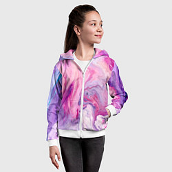 Толстовка на молнии детская Разлитая смешанная краска, цвет: 3D-белый — фото 2