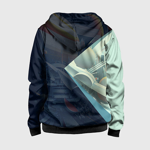 Детская толстовка на молнии Космос в стиле кубизма / 3D-Черный – фото 2