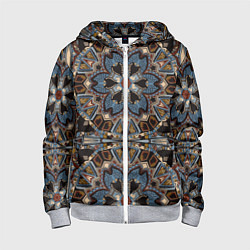 Толстовка на молнии детская Этнический круговой орнамент, цвет: 3D-меланж