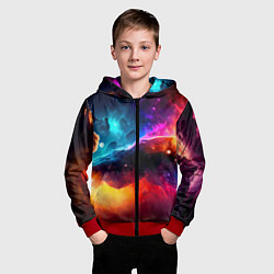 Толстовка на молнии детская Космос, созданный нейросетью, цвет: 3D-красный — фото 2