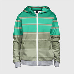 Толстовка на молнии детская Полосатый оливковый зеленый изумрудный узор, цвет: 3D-меланж