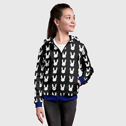 Толстовка на молнии детская Bunny pattern black, цвет: 3D-синий — фото 2