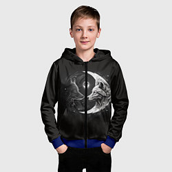 Толстовка на молнии детская Волки инь-янь луна, цвет: 3D-синий — фото 2