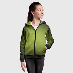 Толстовка на молнии детская Оливковый фон и черная виньетка, градиент, цвет: 3D-черный — фото 2