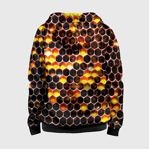 Детская толстовка на молнии Медовые пчелиные соты / 3D-Черный – фото 2