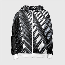 Толстовка на молнии детская Карбоновая абстракция грани, цвет: 3D-белый