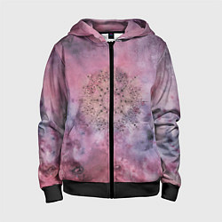 Толстовка на молнии детская Мандала гармонии, фиолетовая, космос, цвет: 3D-черный