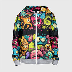 Толстовка на молнии детская Монстры перевертыши, цвет: 3D-меланж