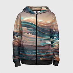 Толстовка на молнии детская Необъятный океан, цвет: 3D-черный