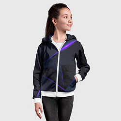 Толстовка на молнии детская Geometry stripes neon stiil, цвет: 3D-белый — фото 2