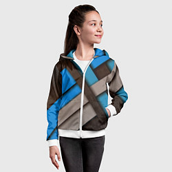 Толстовка на молнии детская Геометрия линии спорт, цвет: 3D-белый — фото 2