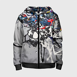 Толстовка на молнии детская Нейросеть рисует абстракцию, цвет: 3D-черный