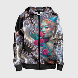 Толстовка на молнии детская Japanese beauty - irezumi, цвет: 3D-черный
