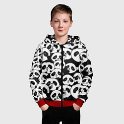 Толстовка на молнии детская Весёлые панды, цвет: 3D-красный — фото 2