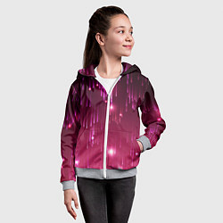 Толстовка на молнии детская Светящиеся розовые линии, цвет: 3D-меланж — фото 2