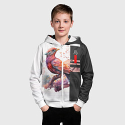 Толстовка на молнии детская Птичка на ветке, цвет: 3D-белый — фото 2