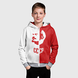 Толстовка на молнии детская Красно белый Ленин, цвет: 3D-меланж — фото 2