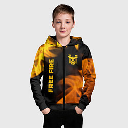 Толстовка на молнии детская Free Fire - gold gradient: надпись, символ, цвет: 3D-черный — фото 2