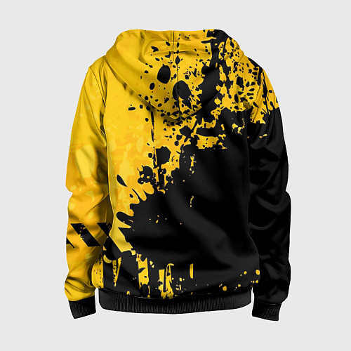 Детская толстовка на молнии Пятна черной краски на желтом фоне / 3D-Черный – фото 2