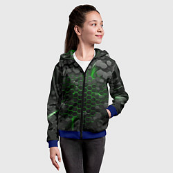 Толстовка на молнии детская Взрыв зеленых плит, цвет: 3D-синий — фото 2