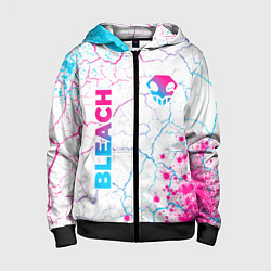 Толстовка на молнии детская Bleach neon gradient style: надпись, символ, цвет: 3D-черный