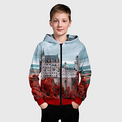 Толстовка на молнии детская Замок в горах и красный лес, цвет: 3D-красный — фото 2