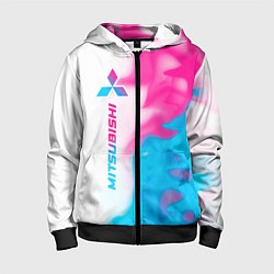 Толстовка на молнии детская Mitsubishi neon gradient style: по-вертикали, цвет: 3D-черный