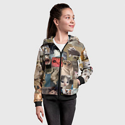 Толстовка на молнии детская Мемные котики, цвет: 3D-черный — фото 2