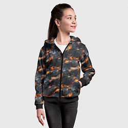 Толстовка на молнии детская Огненные волны - pattern, цвет: 3D-черный — фото 2