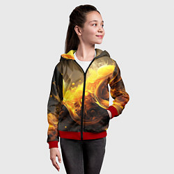 Толстовка на молнии детская Золотые волны, цвет: 3D-красный — фото 2