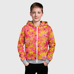 Толстовка на молнии детская Полупрозрачный цветочный паттерн, цвет: 3D-меланж — фото 2
