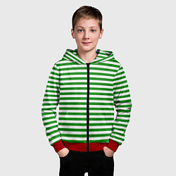 Толстовка на молнии детская Тельняшка зеленая Пограничных войск, цвет: 3D-красный — фото 2