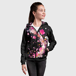 Толстовка на молнии детская Вихрь розовых лепестков, цвет: 3D-черный — фото 2