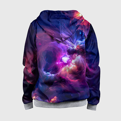 Детская толстовка на молнии Небула в космосе в фиолетовых тонах - нейронная се / 3D-Меланж – фото 2