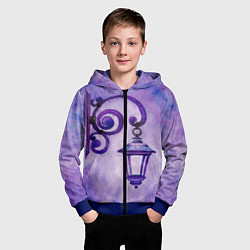 Толстовка на молнии детская Уличный фиолетовый фонарь, цвет: 3D-синий — фото 2