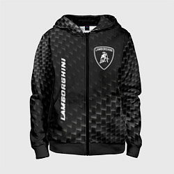Толстовка на молнии детская Lamborghini карбоновый фон, цвет: 3D-черный