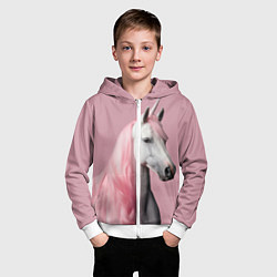 Толстовка на молнии детская Единорог розовая грива, цвет: 3D-белый — фото 2