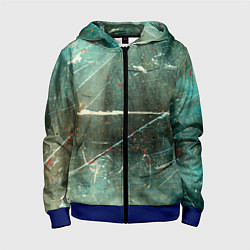 Толстовка на молнии детская Серо-зелёный стиль, цвет: 3D-синий