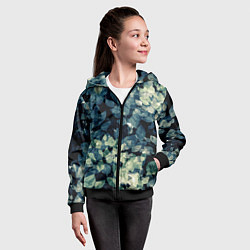 Толстовка на молнии детская Темные листья, цвет: 3D-черный — фото 2
